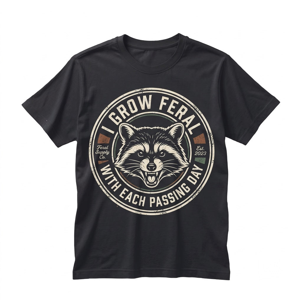 I Grow Feral Raccoon Vintage Japanese Retro Graphic Novelty Unisex TShirt