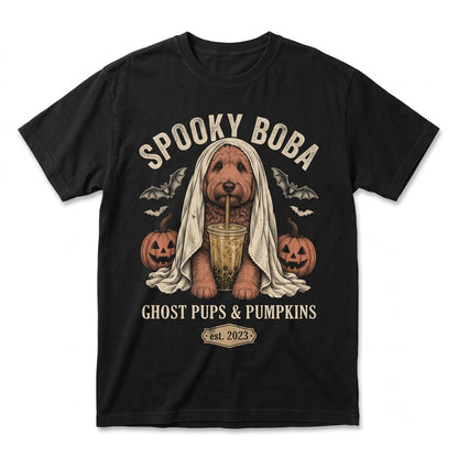 Cute Spooky Goldendoodle Halloween Ghost Boba Dog Lover Gift Unisex TShirt