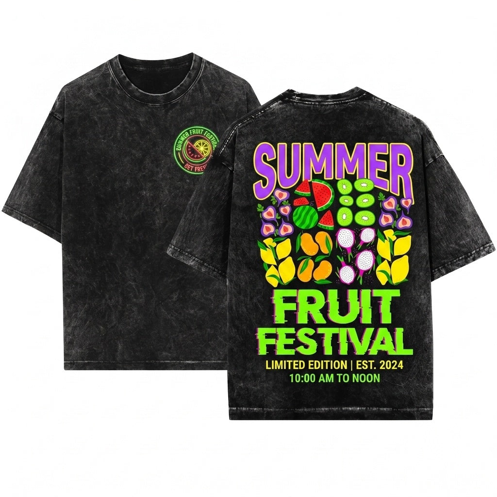 Vintage Summer Fruit Farmers Market Unisex Wash T-Shirt