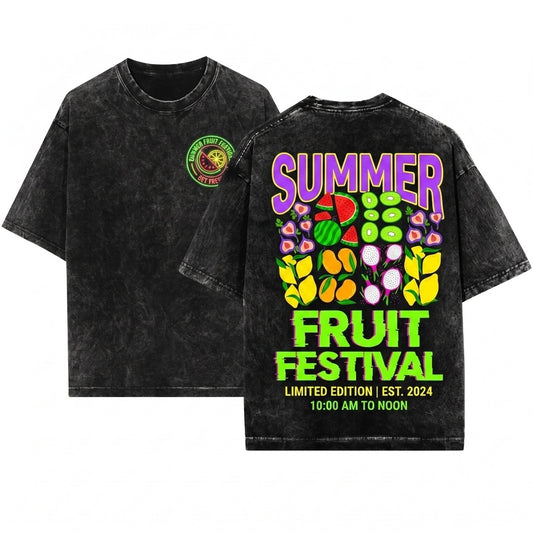 Vintage Summer Fruit Farmers Market Unisex Wash T-Shirt