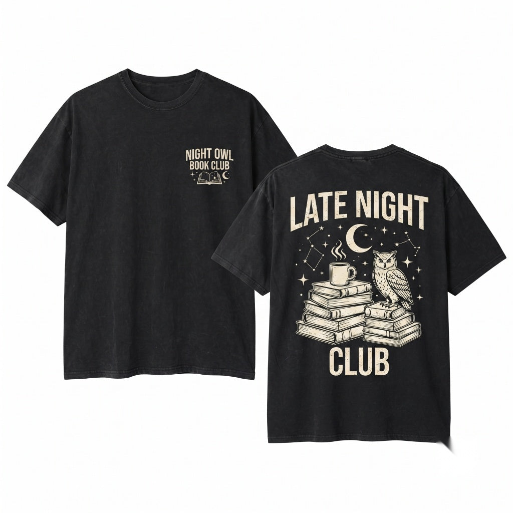Late Night Readers Club Sweatshirt Book Lover Trendy Bookish Reading Gift Unisex Wash T-Shirt