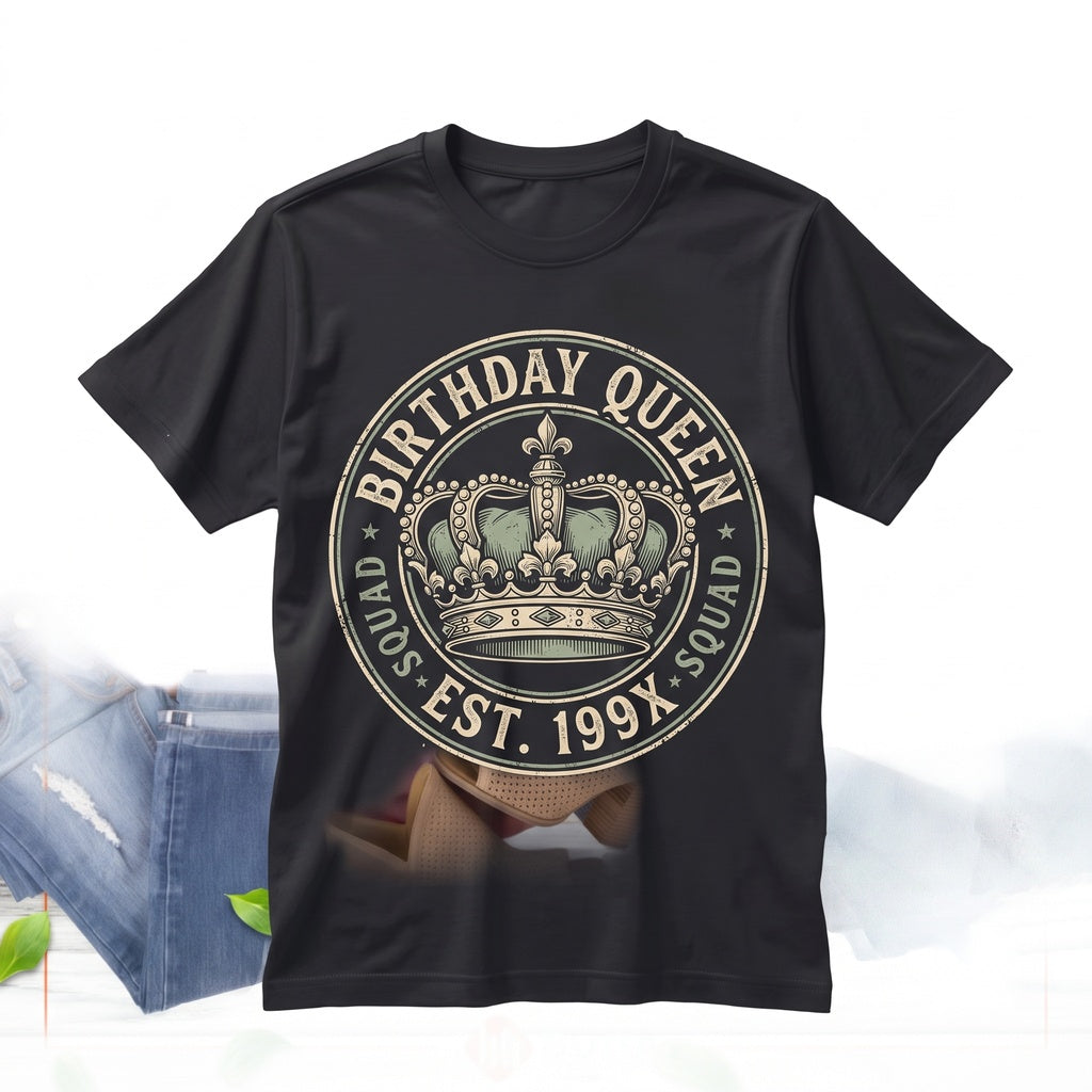 Birthday Queen Comfy Cotton Party Squad Graphic Apparel for Women Unisex TShirt