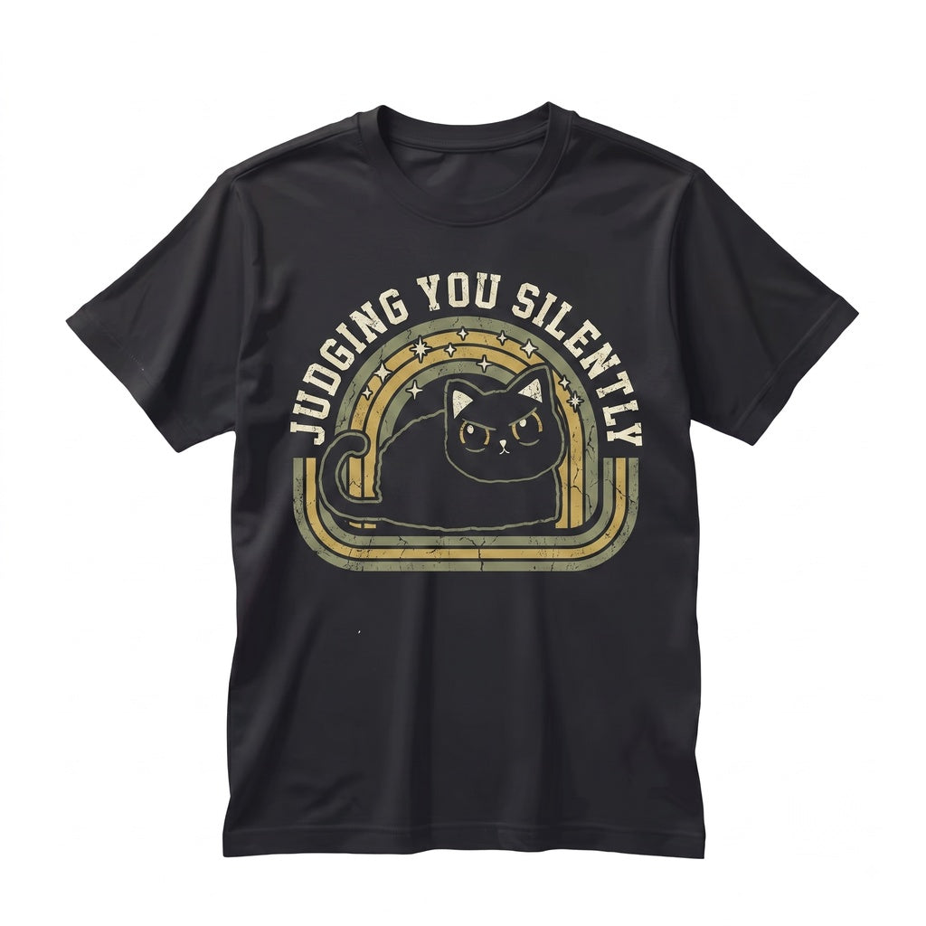 Judging You Silently Funny Black Cat Dumpster Fire Snarky Anxiety Lover Gift Unisex TShirt