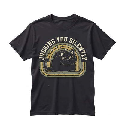 Judging You Silently Funny Black Cat Dumpster Fire Snarky Anxiety Lover Gift Unisex TShirt