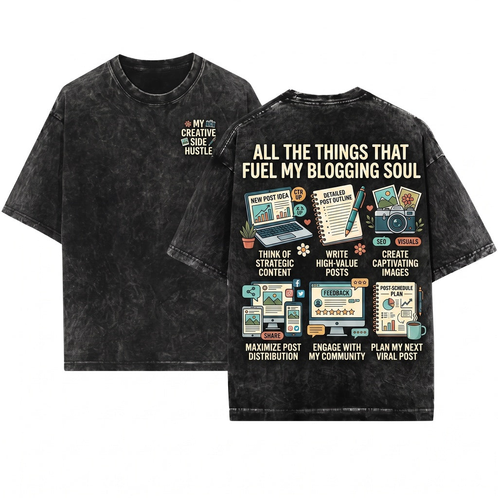 Blogger Things I Do In My Spare Time Content Creator Blog Writer Gift Unisex Wash T-Shirt