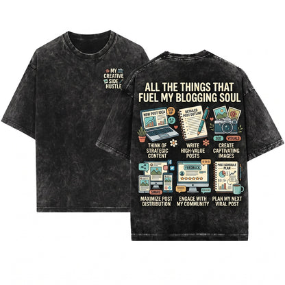 Blogger Things I Do In My Spare Time Content Creator Blog Writer Gift Unisex Wash T-Shirt