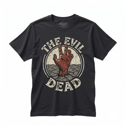 Vintage Horror Cabin Chainsaw Graphic Black Cotton Unisex TShirt