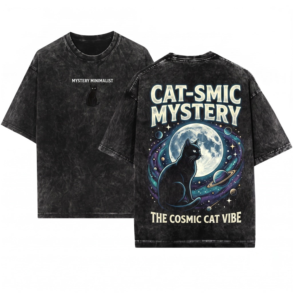 Vintage Cute Black Cat Lover Pet Owner Graphic Unisex Wash T-Shirt
