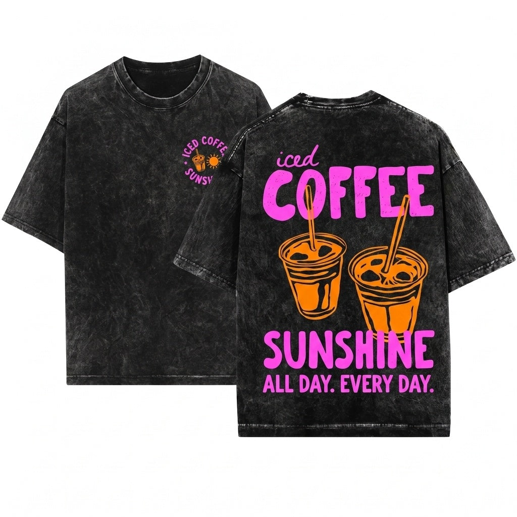 Iced Coffee Sunshine Summer Vibes Coffee Lover Gift Unisex Wash T-Shirt