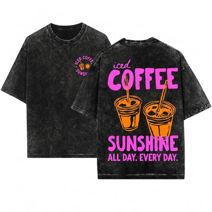 Iced Coffee Sunshine Summer Vibes Coffee Lover Gift Unisex Wash T-Shirt