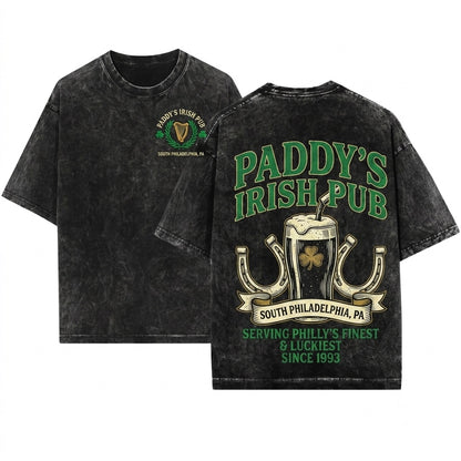 Paddys Pub Logo Irish Bar Philadelphia TV Show Graphic Unisex Wash T-Shirt