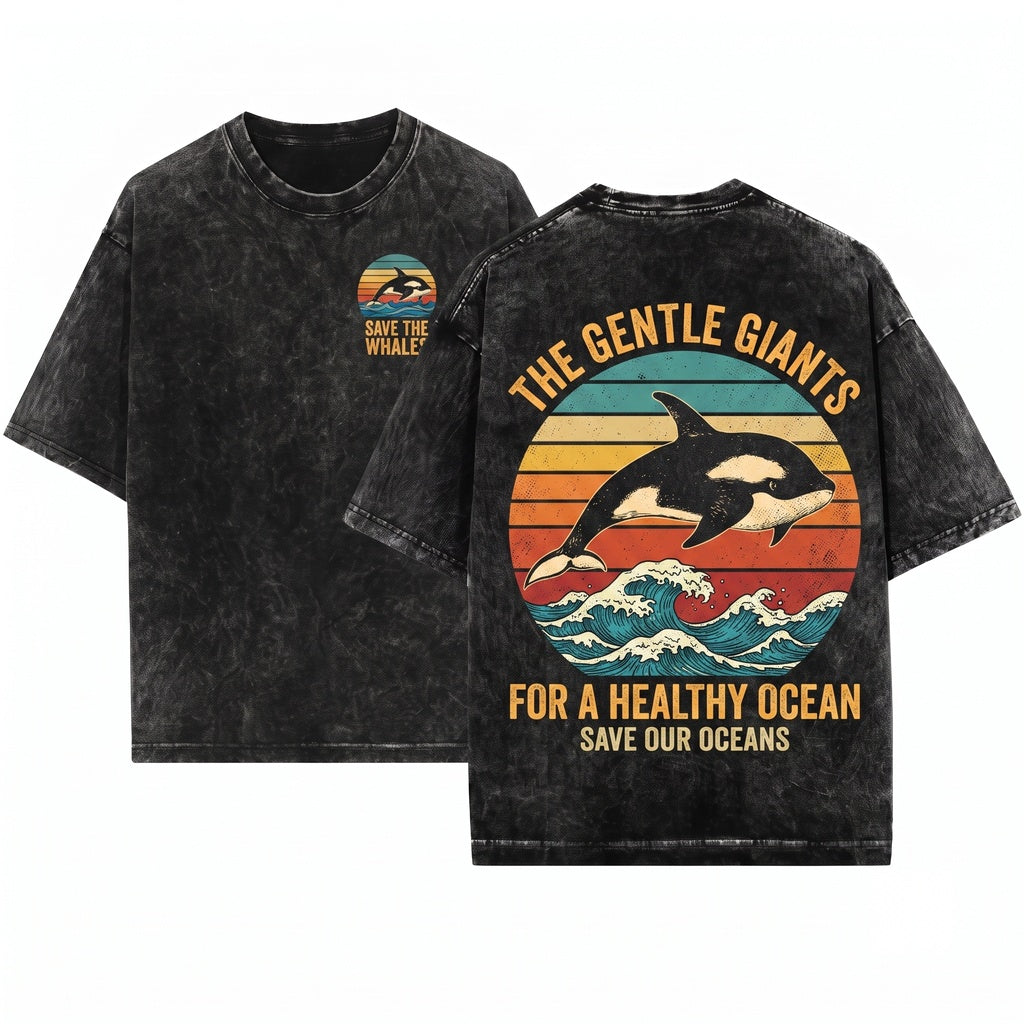 Save The Whales Retro Vintage Orca Killer Whale Climate Change Ocean Animal Lovers Gift Earth Day Hoodie Sweatshirt Top Unisex