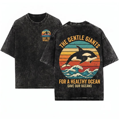 Save The Whales Retro Vintage Orca Killer Whale Climate Change Ocean Animal Lovers Gift Earth Day Hoodie Sweatshirt Top Unisex