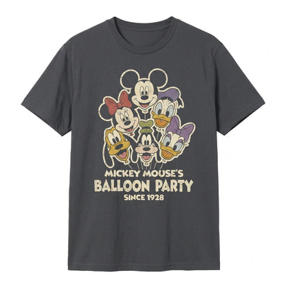 Vintage Magic Mouse Crew Balloon Double Sided Theme Park Family Vacation Matching Graphic Unisex TShirt