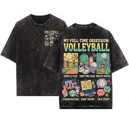 Things I Do In My Spare Time Volleyball Funny Sports Player Coach Gift Unisex Wash T-Shirt
