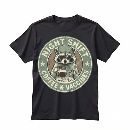Cute Raccoon Graphic Night Shift Nurse Doctor Overnight Healthcare Worker Medical Staff RN CNA Gift Unisex TShirt
