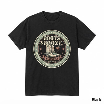 Boots Booze Nashville Girls Trip Apparel Birthday Party Tops Unisex TShirt
