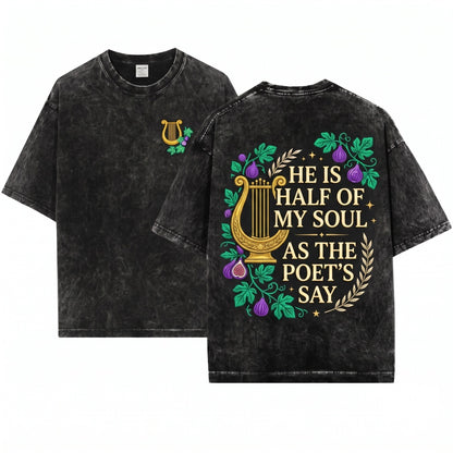Heres my take He Is Half My Soul Embroidered Bookish Greek Mythology Patroclus Achilles LGBTQ Literature Unisex Wash T-Shirt