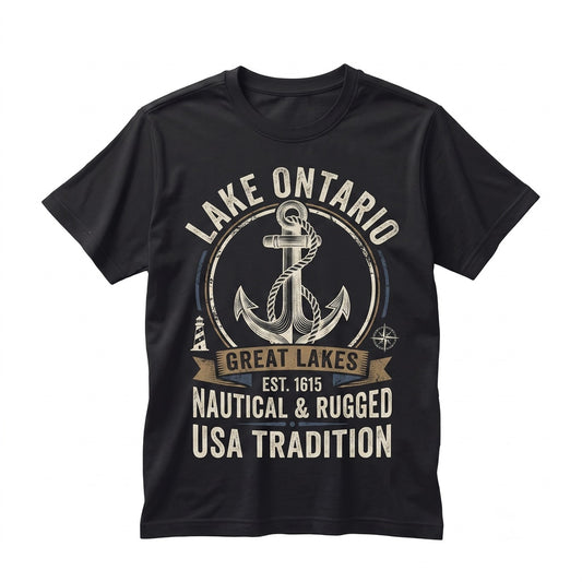 Vintage Lake Ontario Est 1615 Retro Graphic Adventure Top, Unisex TShirt
