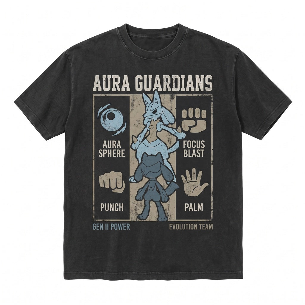 Vintage Mineral Wash Lucario Riolu Anime Graphic Gamer Gift Oversized Youth Unisex TShirt