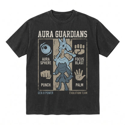Vintage Mineral Wash Lucario Riolu Anime Graphic Gamer Gift Oversized Youth Unisex TShirt