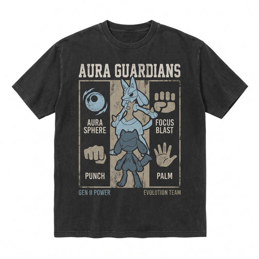 Vintage Mineral Wash Lucario Riolu Anime Graphic Gamer Gift Oversized Youth Unisex TShirt