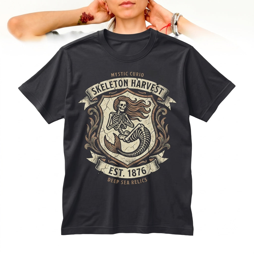 Retro Halloween Skeleton Mermaid Witch Vintage Fall Graphic Unisex TShirt