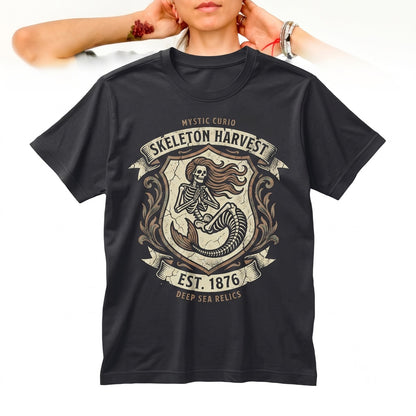 Retro Halloween Skeleton Mermaid Witch Vintage Fall Graphic Unisex TShirt