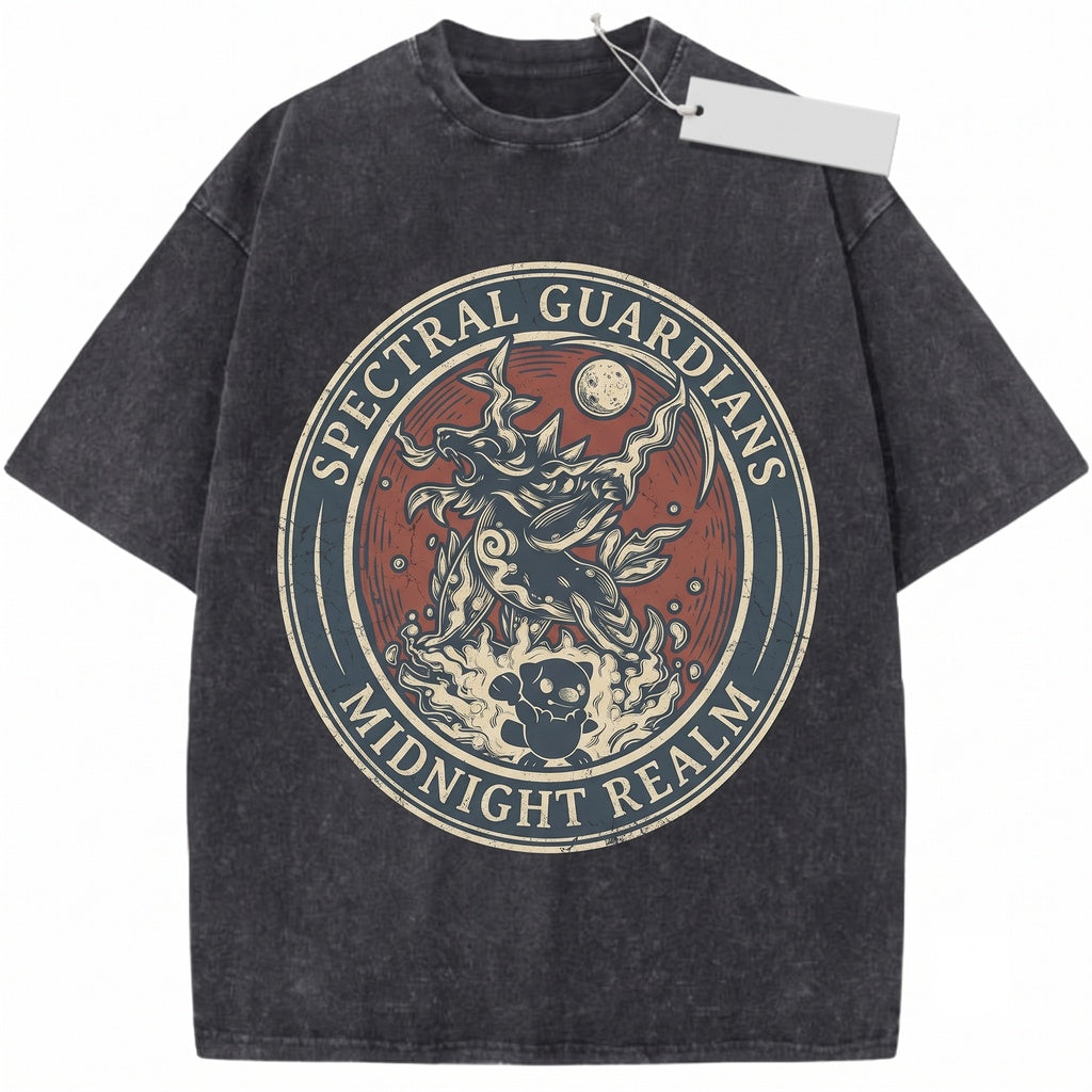 Samurott Oshawott Retro Acid Wash Water Warrior Anime Oversized Graphic Fan Gift Unisex TShirt