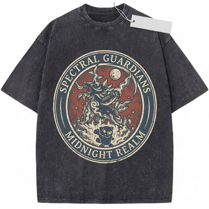 Samurott Oshawott Retro Acid Wash Water Warrior Anime Oversized Graphic Fan Gift Unisex TShirt