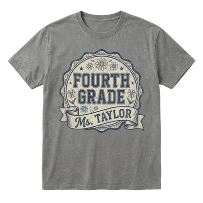Custom Name 4th Grade Dream Team Matching Group Teacher Faux Patchwork Back to School Unisex TShirt