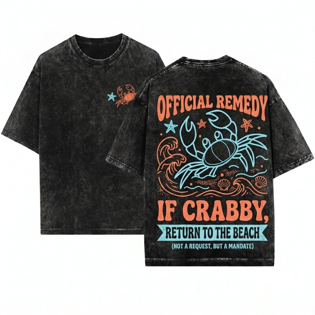 If Crabby Please Return To The Beach Summer Sunshine Graphic Unisex Wash T-Shirt
