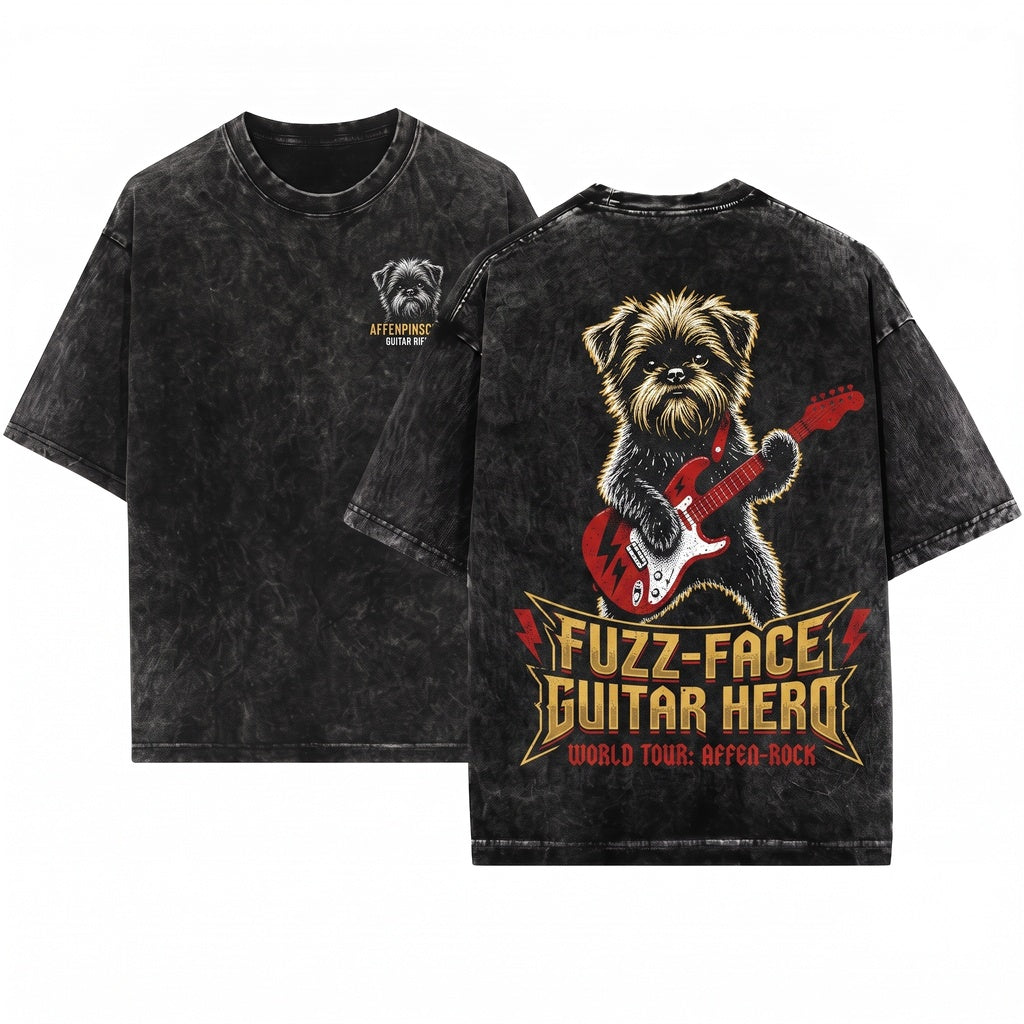 Affenpinscher Rock Guitar Music Lover Monkey Terrier Mom Dad Gift Funny Dog Style Unisex Wash T-Shirt