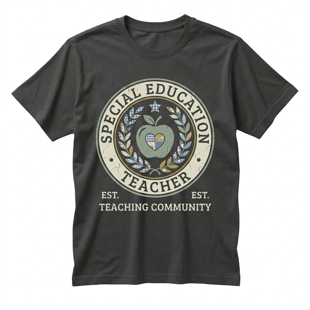 Special Education Teacher SPED Educator Floral Faux Patchwork Autism Matching Group Team Back To School Unisex TShirt