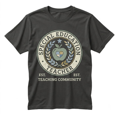 Special Education Teacher SPED Educator Floral Faux Patchwork Autism Matching Group Team Back To School Unisex TShirt