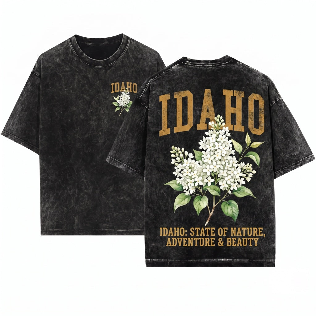 Idaho Syringa Flower Botanical Gardening Travel Gift Girlfriend Unisex Wash T-Shirt
