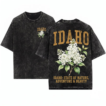 Idaho Syringa Flower Botanical Gardening Travel Gift Girlfriend Unisex Wash T-Shirt