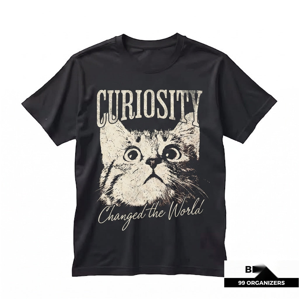 Curiosity Changed the World Vintage Funny Feline Graphic Lover Gift Unisex TShirt