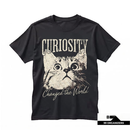 Curiosity Changed the World Vintage Funny Feline Graphic Lover Gift Unisex TShirt
