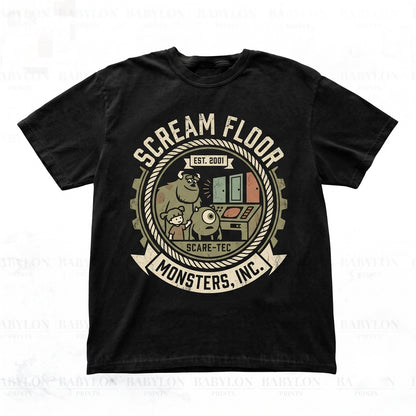 Vintage Mike Sulley Boo Graphic Door Theme Park Apparel Retro Character Cotton Unisex TShirt
