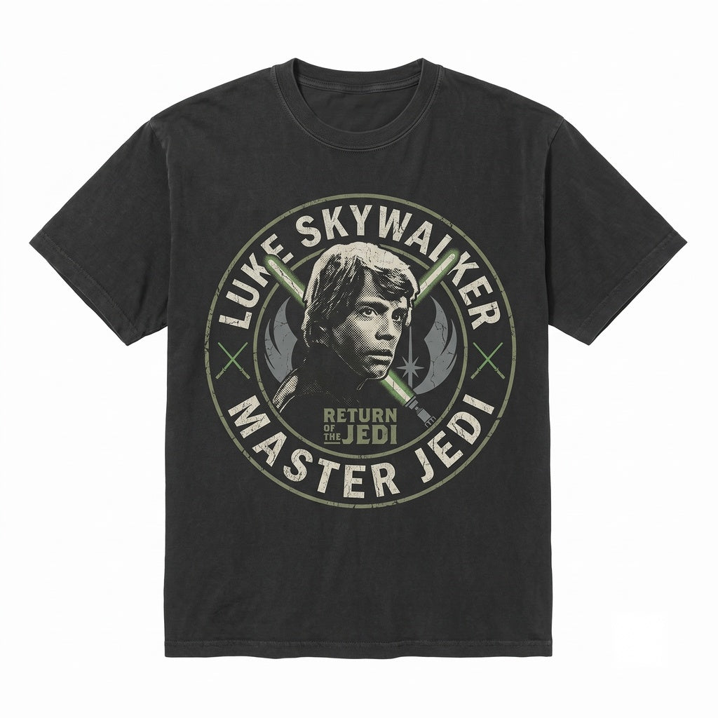 Vintage Sci-Fi Jedi Knight Graphic Apparel, Retro Galactic Luke Skywalker May 4th Fan Merch Top, Unisex TShirt