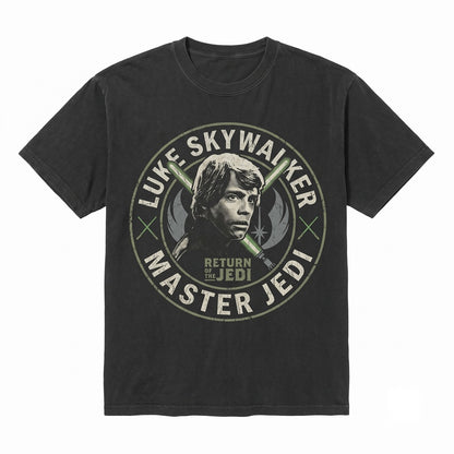 Vintage Sci-Fi Jedi Knight Graphic Apparel, Retro Galactic Luke Skywalker May 4th Fan Merch Top, Unisex TShirt