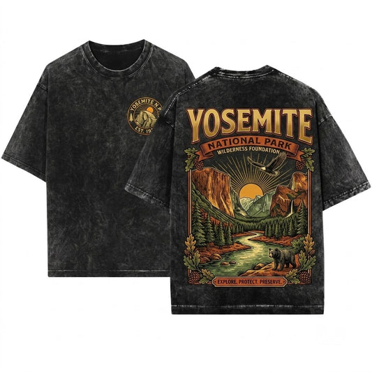 Yosemite National Park Half Dome Hiking Outdoor Adventure Graphic Unisex Wash T-Shirt