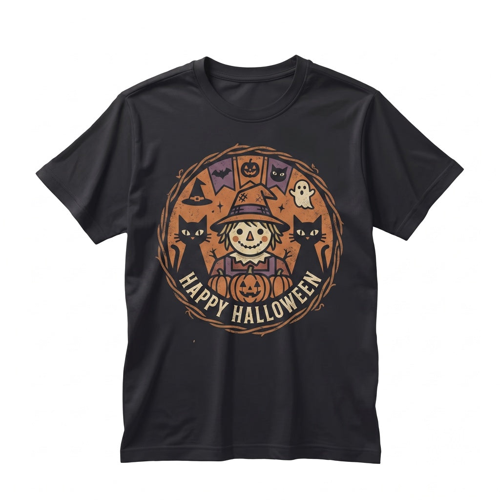 Halloween Suncatcher Black Cat Scarecrow Stained Glass Window Hanging Pumpkin Ghost Decor Spooky Season Gift Graphic Unisex TShirt