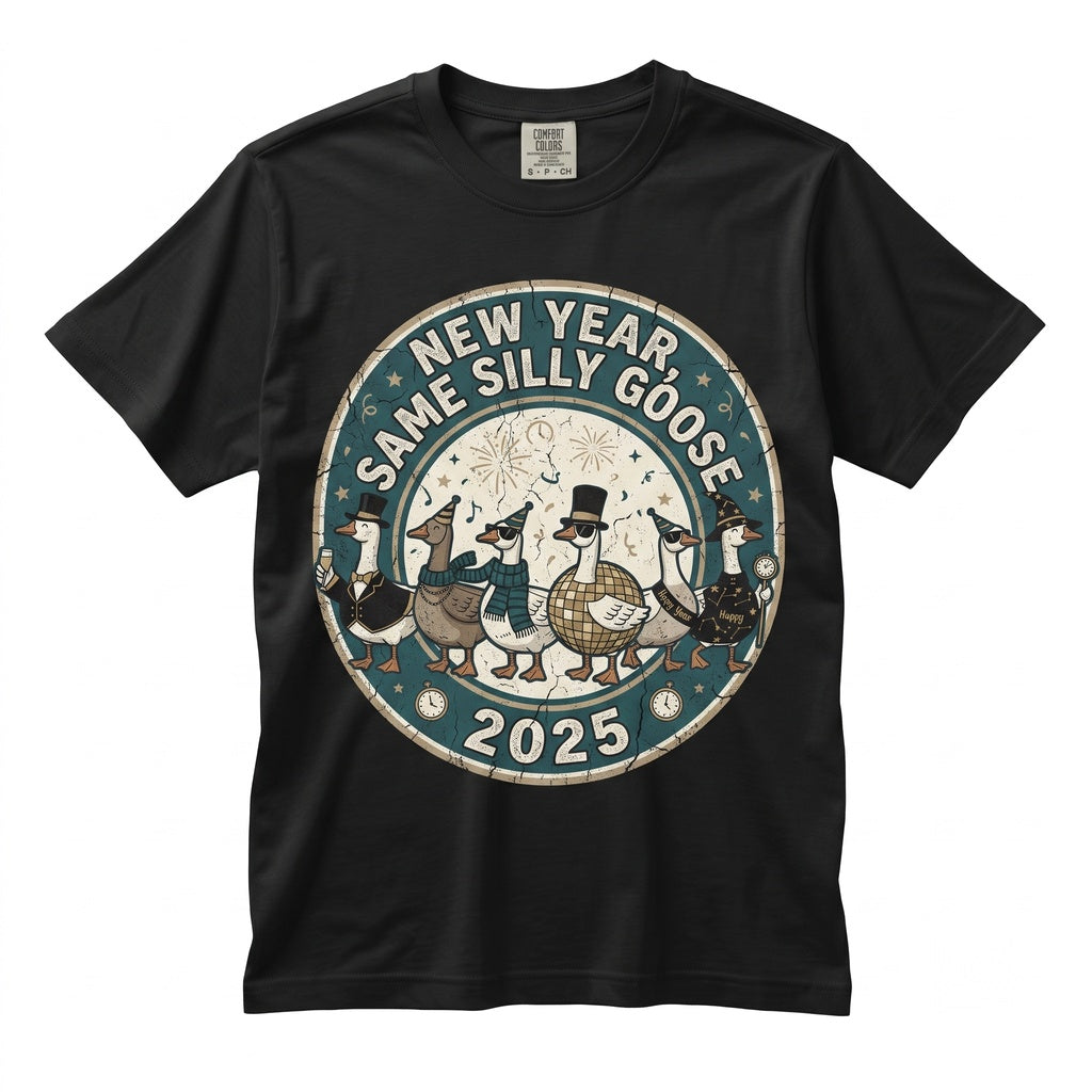Happy New Year 2026 Silly Goose Crew Funny Matching Family NYE Party Cute Graphic Gift Unisex TShirt
