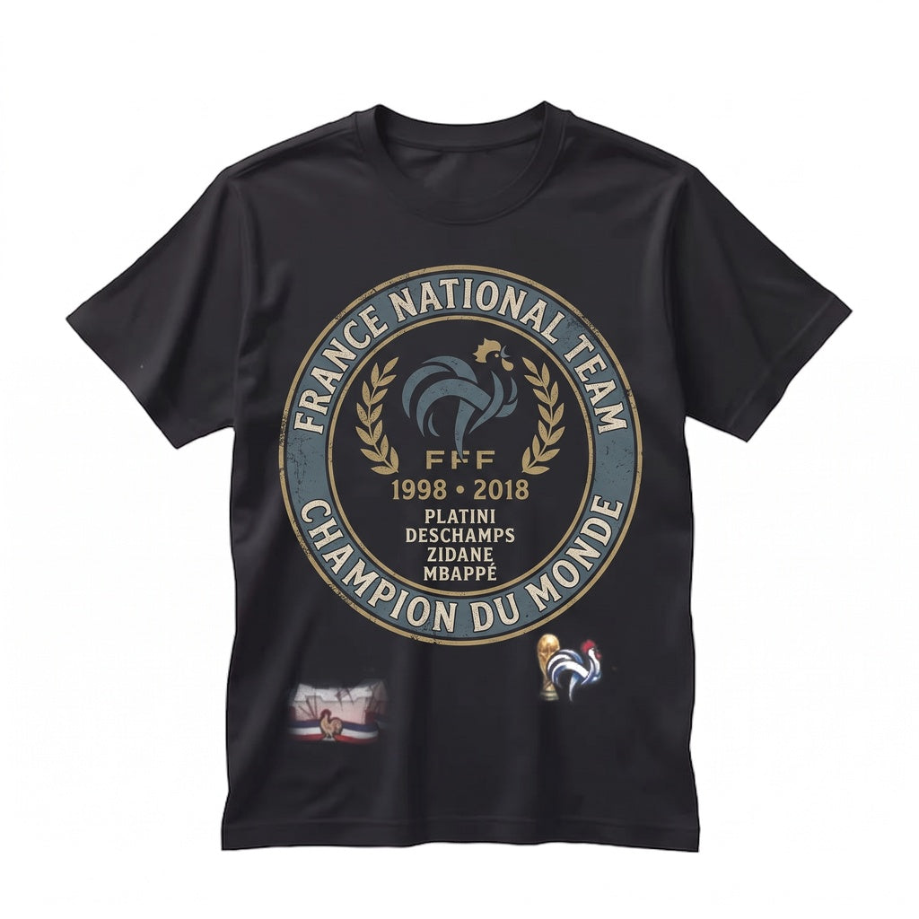 France Soccer Champions 1998 2018 International Football Tournament Winners Black Unisex TShirt