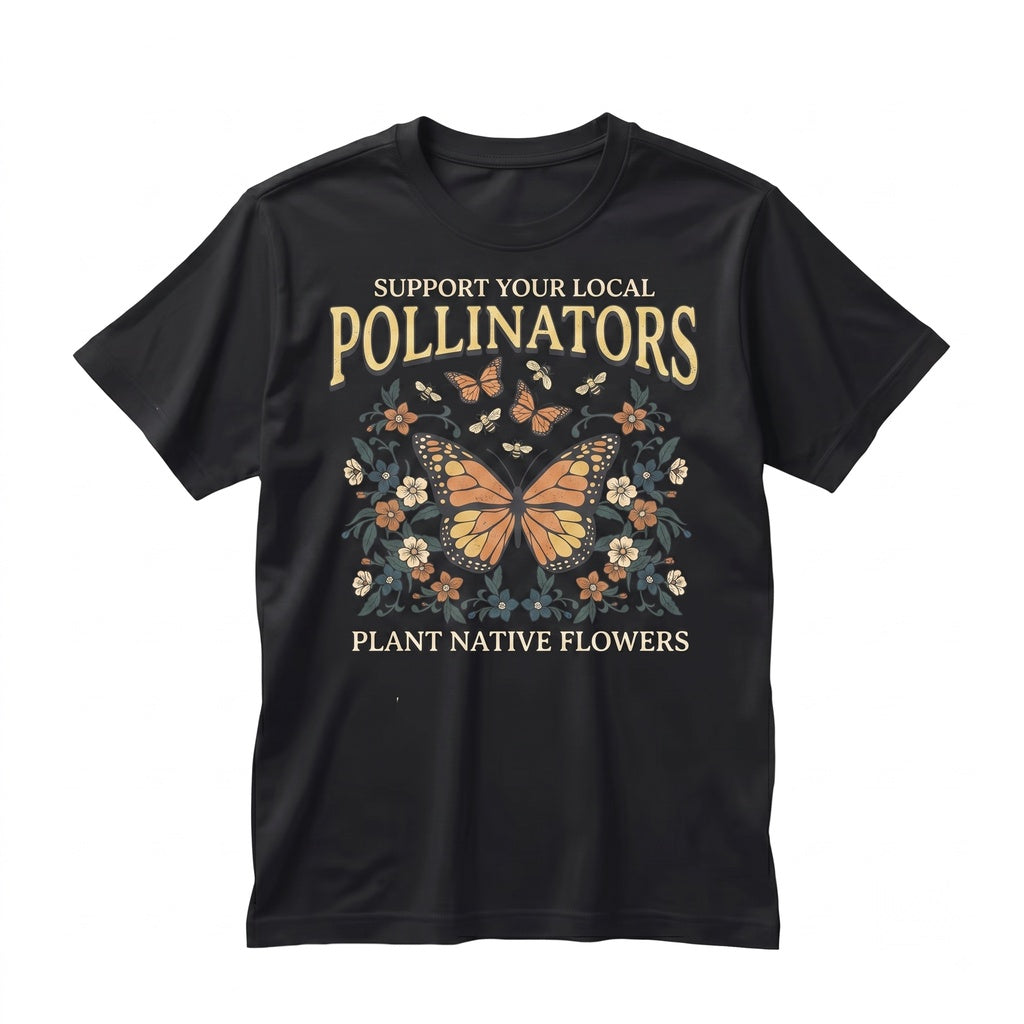Native Garden Pollinator Butterfly Bee Floral Nature Botanical Unisex TShirt