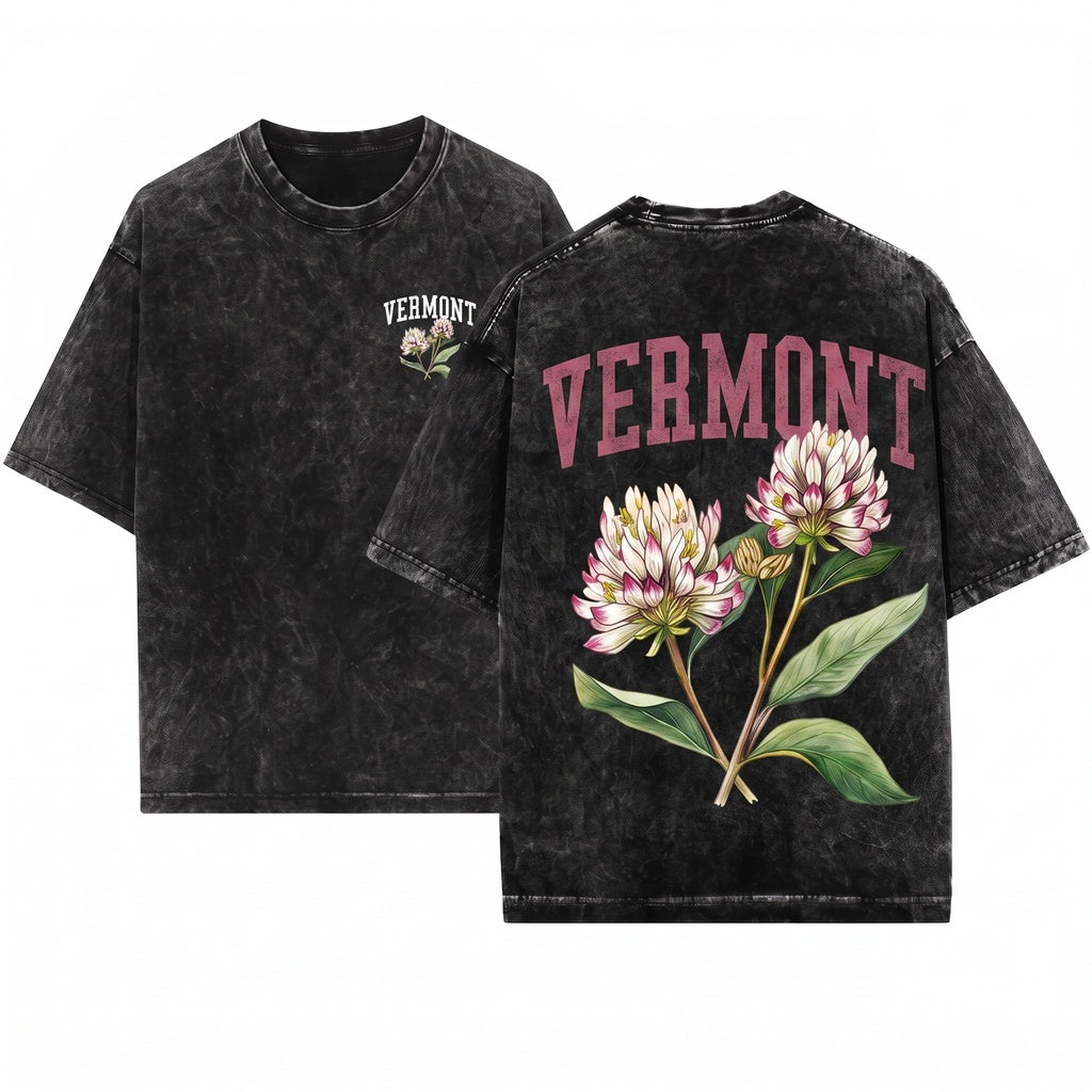 Vermont State Botanical Flower Gardening Travel Gift Mother Girlfriend Unisex Wash T-Shirt