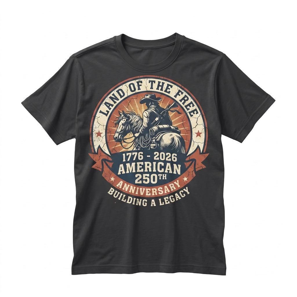 Vintage Patriotic America 250th Anniversary 1776 2026 Western Cowboy Freedom Graphic Gift Unisex TShirt