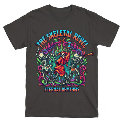 Dancing Skeletons Danse Macabre Medieval Musician Vintage Gothic Aesthetic Spooky Dark Academia Unisex TShirt